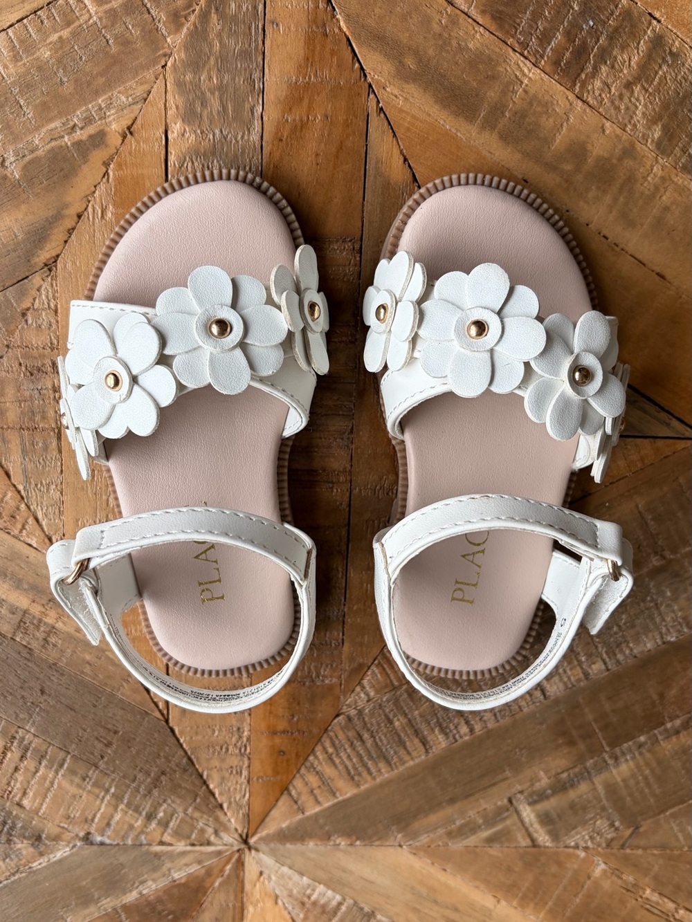 The Children's Place White Floral Strap Sandals